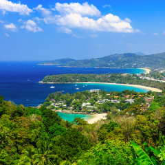 Thailand, Phuket. View point of Kata Noi, Karon Beach and Karon Beach.