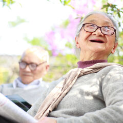 senior copule relax in the garden