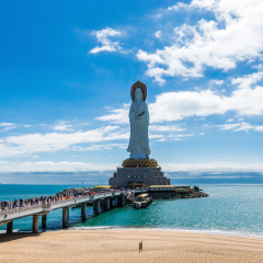 HAINAN ISLAND, CHINA - 27 NOVEMBER 2016: Guan Yin of the South Sea of Sanya. Nanshan temple in Hainan province.