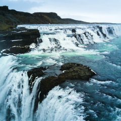 Gullfoss waterfall are located in the canyon of the Hvítá river in southwest Iceland