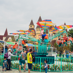 NHA TRANG,VIETNAM - FEBRUARY 17,2018: The Castle at Vinperl Amusement Park on Hon Tre island. The island boasts of luxury resorts and a theme park.