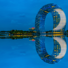 In October 3, 2017, the Sheraton hot spring resort in Huzhou, China, was very popular. It was a national holiday of China on that day.