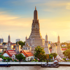 Wat Arun Temple at sunset in bangkok Thailand. Wat Arun is a Buddhist temple in Bangkok Yai district of Bangkok, Thailand, Wat Arun is among the best known of Thailand's landmarks