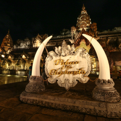 PHUKET, THAILAND - APRIL 29, 2017: Palace of the Elephants in Fantasea theme park, a popular tourist attraction on Phuket Island, Thailand.