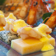 shrimp meat and fruit