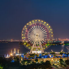 苏州金鸡湖摩天轮公园夜景