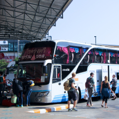 CHIANG MAI, THAILAND - JANUARY  2 2015: Bus of Chokrung Thawee Bus Company. Route Bangkok and Chiangmai. Photo at Chiangmai bus station, thailand.