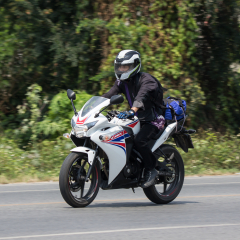 CHIANG MAI, THAILAND - APRIL 20 2018: Private Racing Honda CBR Motorcycle. Photo at road no.121 about 8 km from downtown Chiangmai, thailand.
