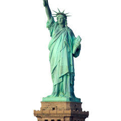The Statue of Liberty isolated on white, New York City