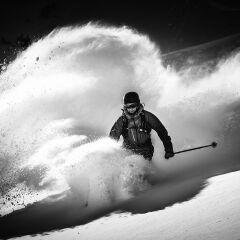 Black and White Powder Skiing #2