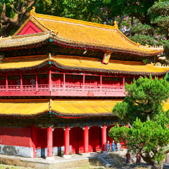 The Confucian temples in Qufu county of Shandong province.The classic Chinese ancient buildings.