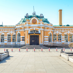 Xiangfang Railway Station, built in 1898, traditional Russian architecture. It is a station of the Chinese Eastern Railway. Located in Xiangfang District of Harbin City, Heilongjiang Province, China.