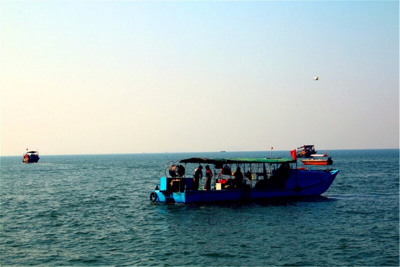 撒网和捕鱼都是船上渔民的事.其实坐船看海景也很不错.