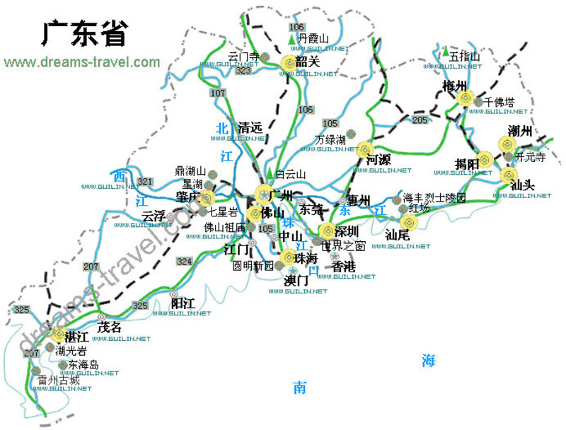 中山→珠海→澳門→香港→深圳→惠州→汕頭(南澳島)→潮州→上海