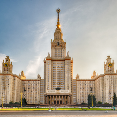 Lomonosov State University, iconic building and sightseeing in Moscow, Russia