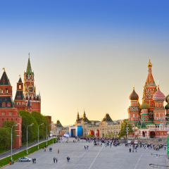 Red square, Moscow (Russia) at sunset
