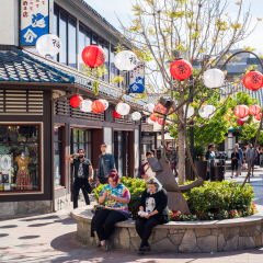 Los Angeles, April 20, 2016: Little Tokyo in Downtown Los Angeles.  Little Tokyo is is one of three Japantowns in the United States.  
