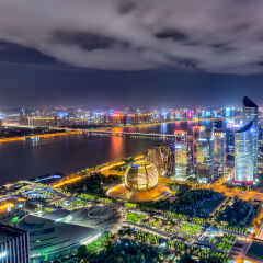 Night View of Hangzhou City,Zhejiang,China