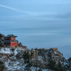 中国山东省泰安市泰山山顶 古建筑