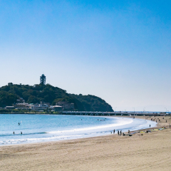 Marine Sports at Enoshima Katase Beach in Shonan Area, Kamakura City, Kanagawa Prefecture, Japan