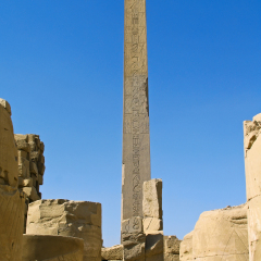 Ancient Obelisk with hieroglyphs at Karnak Temple, Egypt, Luxor
