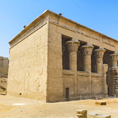 ESNA, EGYPT - OCTOBER 7, 2014: The great Temple in Esna dedicated to the triad of the ancient gods - Khnum, Neith and Heka, on October 7 in Esna, Egypt.