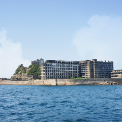 Destroyed buildings on Gunkajima (Hashima Island ) in Japan