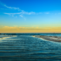 Beautiful view of a beach in Bahrain after sunset.