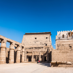 The Abu el-Haggag mosque inside of the Luxor Temple, a large Ancient Egyptian temple, East Bank of the Nile, Egypt. UNESCO World Heritage