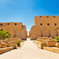 Ram-headed sphinxes ,Karnak Temple, Luxor, Egypt. 