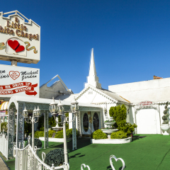 LAS VEGAS - JUNE 15: Little White Wedding Chapel on June 15, 2012 in Las Vegas, USA. Michael Jordan and Joan Collins married in that chapel.