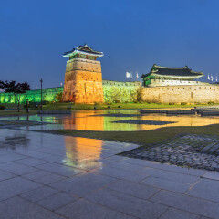 Hwaseomun gate ,Hwasong fortress traditional architecture of korea in suwon.South korea.