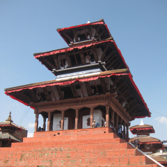 Kathmandu, Nepal - October 2011: Pagoda Degu Taleju Temple in Kathmandu Durbar Square. This temple resisted to 2015 earthquake.