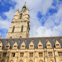 Lakenhalle Museum with Het Belfort van Gent Tower - Ghent, Belgium