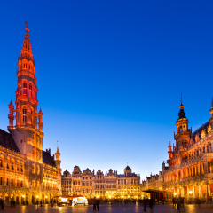 Grote Markt - The main square and Town hall of Brussels, Belgium, Europe. Brussels (French: Bruxelles ; Dutch: Brussel, is the capital of Belgium and the de facto capital of the European Union (EU).