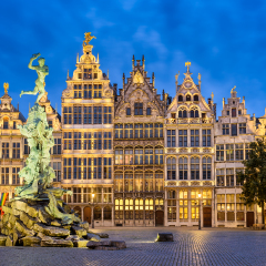 Grote Markt in Antwerp, Belgium at night