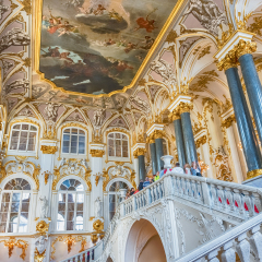 ST. PETERSBURG, RUSSIA - AUGUST 27: Jordan Staircase of the Winter Palace, one of the main highlights of the Hermitage Museum, St. Petersburg, Russia on August 27, 2016
