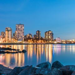 city night,ocean views,English bay Vancouver Canada