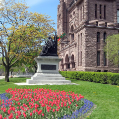 Toronto Canada - May 9, 2008: Flowers in Queen's Park near Ontario Parliament Building.