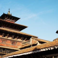 nepal cityscape ancient building with the blue sky background in patan
the great historic area with heritage