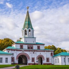 Front Gates and Colonel's chamber. The building of the historical-architectural and natural landscape Museum-reserve Kolomenskoye, Moscow, Russia.  Kolomenskoye was medieval Royal residence.