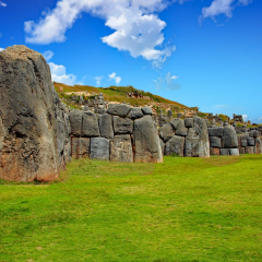 The ruins above Cusco, in Peru, called Sacsayhuaman, from the enormous Inca fortress.