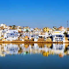 The Holy Brahman Town and Lake in The Early Morning, Pushkar, Rajasthan, India