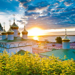 Beautiful church at sunset, Nizhny Novgorod, Russia