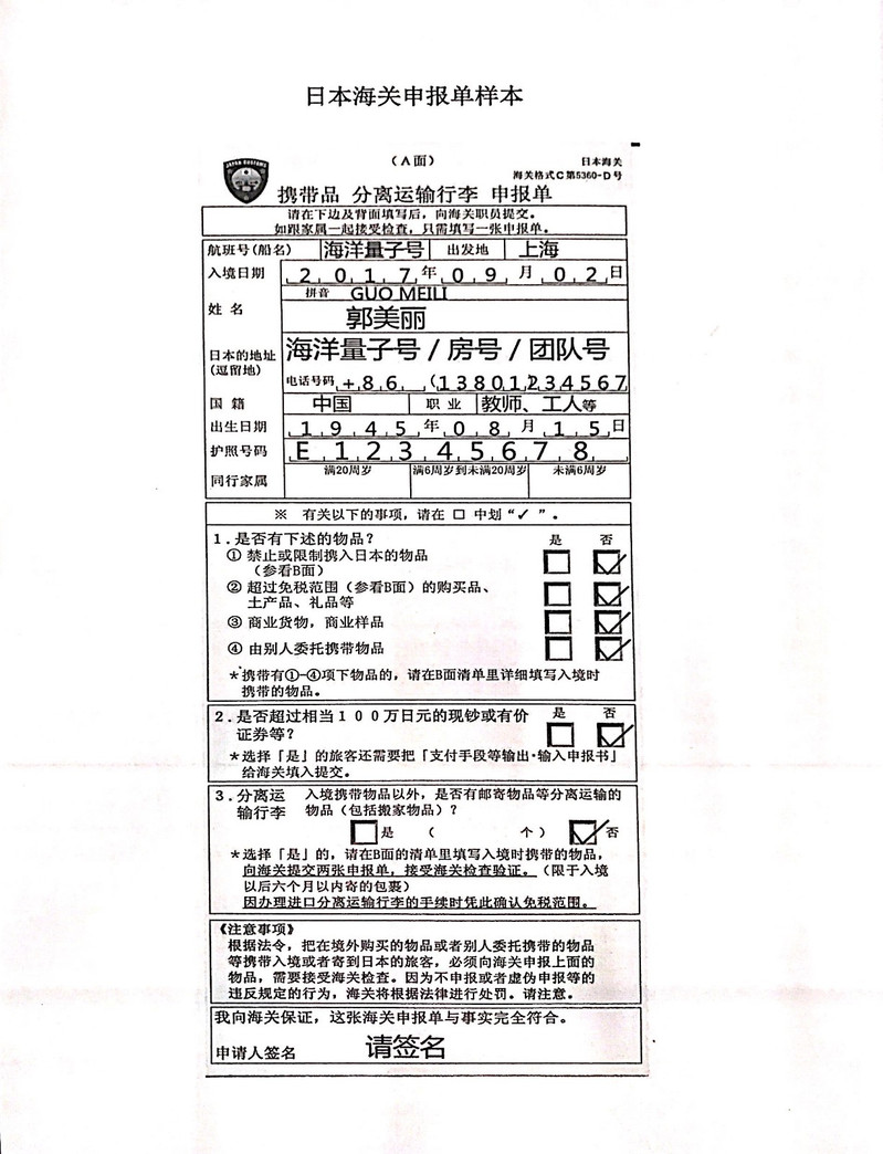 海关申报单模板图片