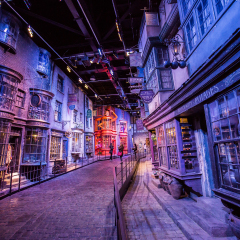 Leavesden, London - March 3 2016: Scene of buildings from Harry Potter film in the Warner Brothers Studio tour 'The making of Harry Potter'.