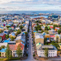 冰岛雷克雅未克俯瞰全景彩色房屋 景点模块