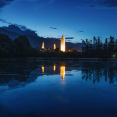 大理三塔夜景