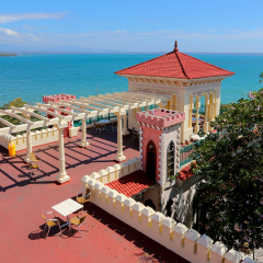 Terrace of the Palacio de Valle in Punta Gorda, Cienfuegos, Cuba