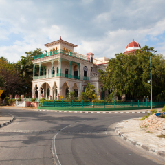 Cienfuegos, Cuba - January 28, 2017: Beautiful Palacio de Valle in Cienfuegos,Cuba.It is an architectural jewel located in the Punta Gorda, reminiscent of Spanish-Moorish art Gothic,Baroque...